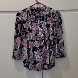 Roz & Ali Navy Floral Blouse